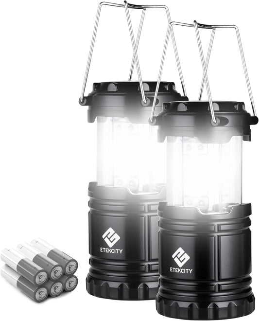 ✨【2-Pack】154LM Collapsible Camping Lanterns, 360° Lighting, 50H Runtime, Batteries Included!